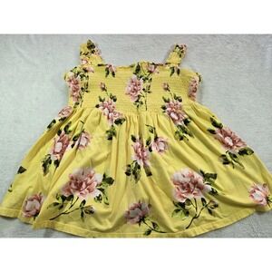 Torrid Size 2 Yellow Floral Smocked Tank Top Cotton Modal Jersey